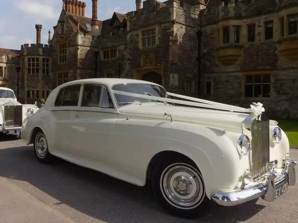 Wedding cars outside a venue