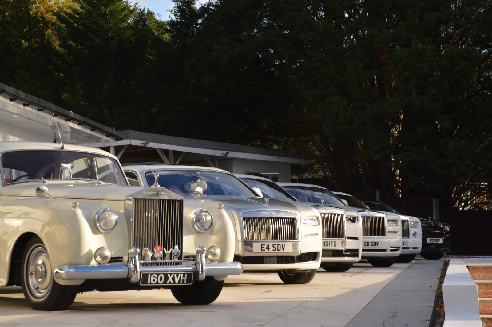 Two white cars in the countryside