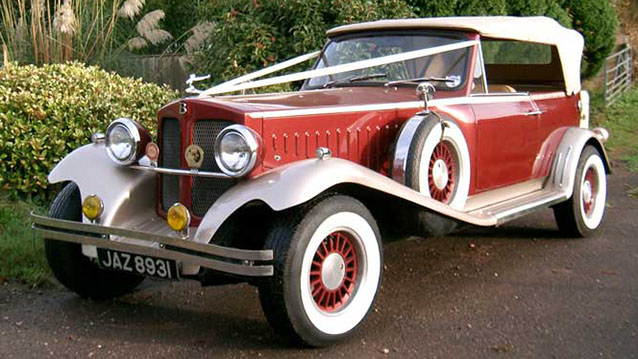 Beauford 'Great Gatsby' Convertible wedding car for hire in Exeter, Devon