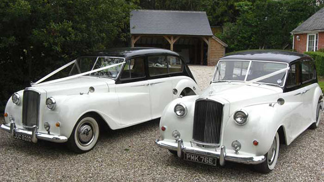 A Pair of Austin Princess Limousines wedding car for hire in Uckfield, East Sussex