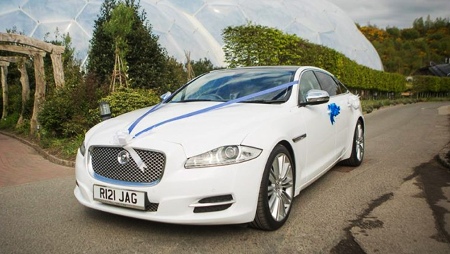 Jaguar XJ LWB wedding car for hire in Bideford, Devon