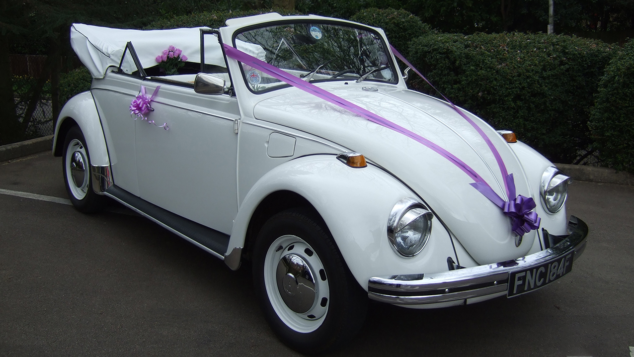 Volkswagen Beetle Karmann Convertible wedding car for hire in Burgess Hill, West Sussex
