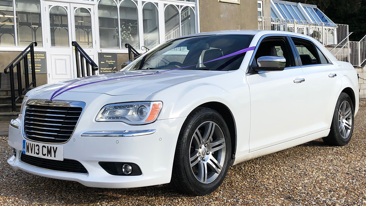 White Chrysler 300c Wedding Car Hire South Wales Cardiff And Newport
