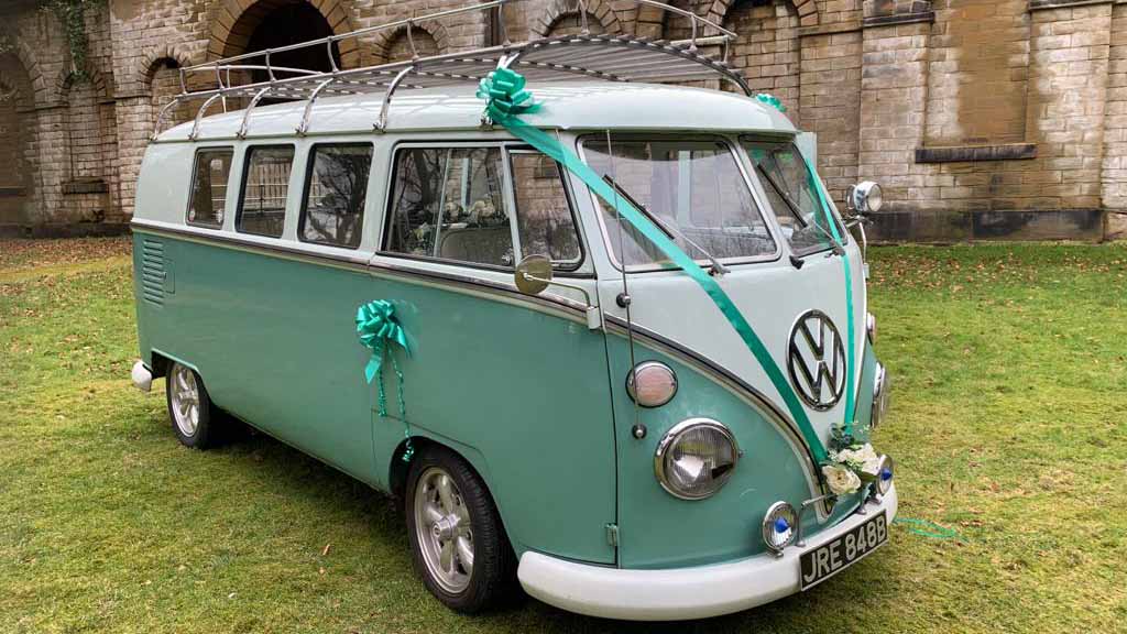 Volkswagen Campervan Safari wedding car for hire in Barnsley, South Yorkshire