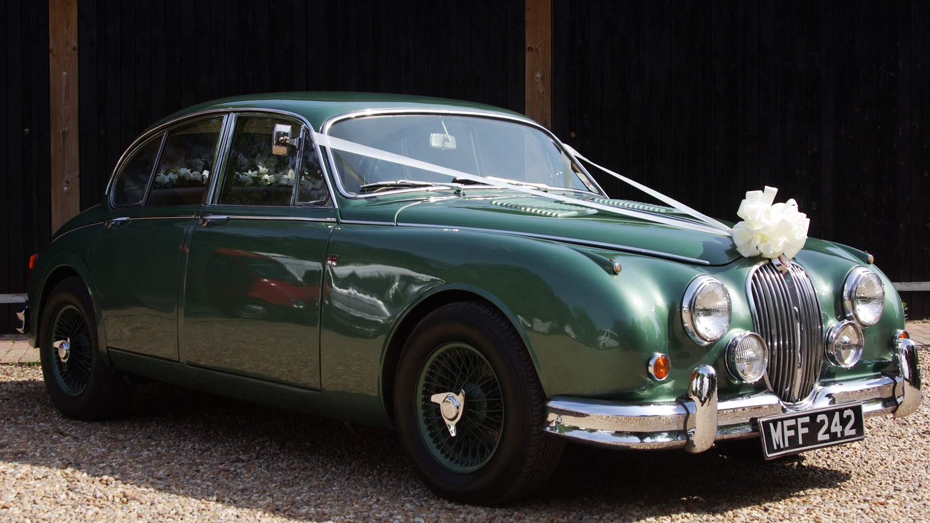 Jaguar MKII wedding car for hire in Lewes, East Sussex