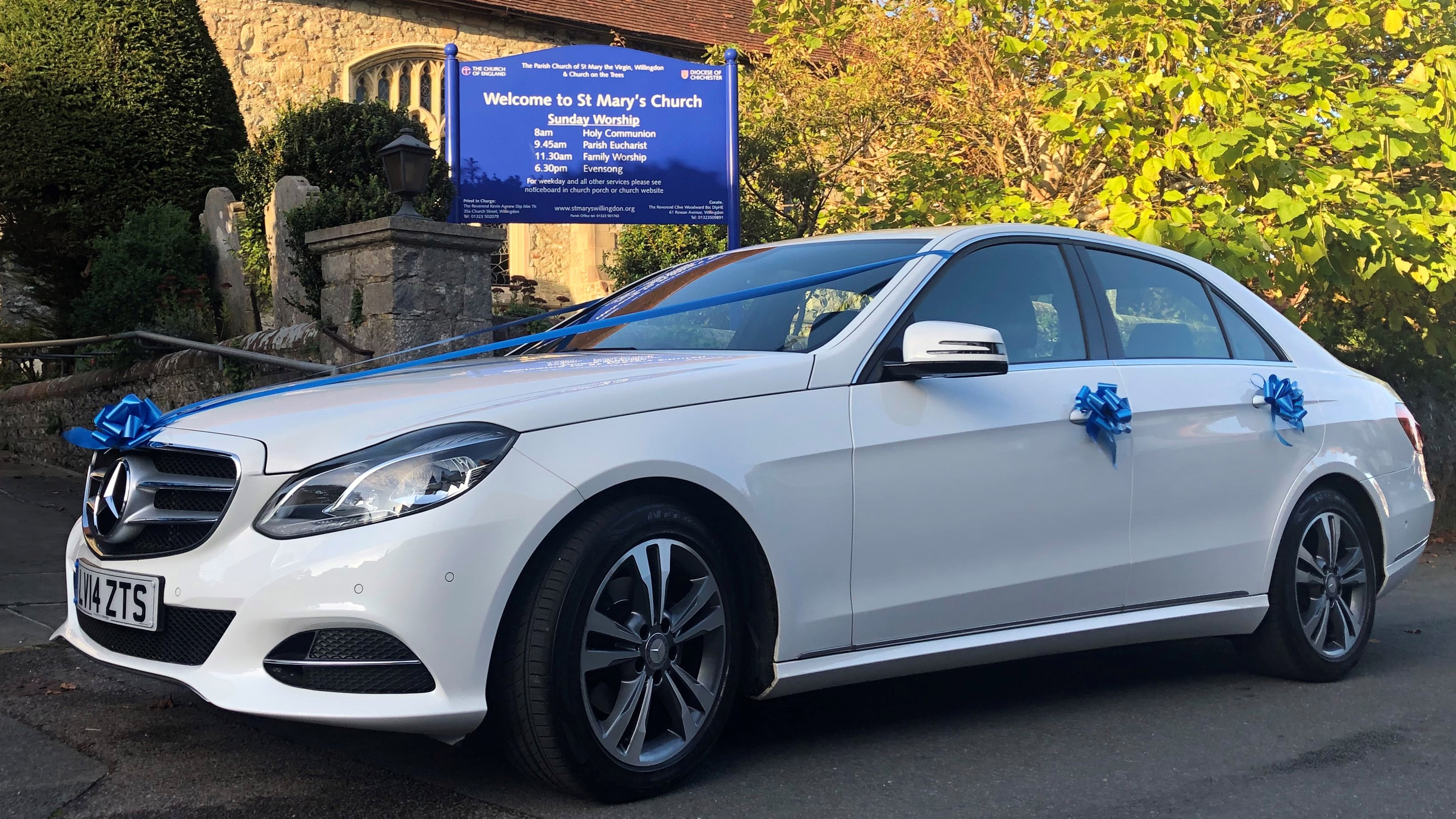 Mercedes E-Class wedding car for hire in Eastbourne, East Sussex
