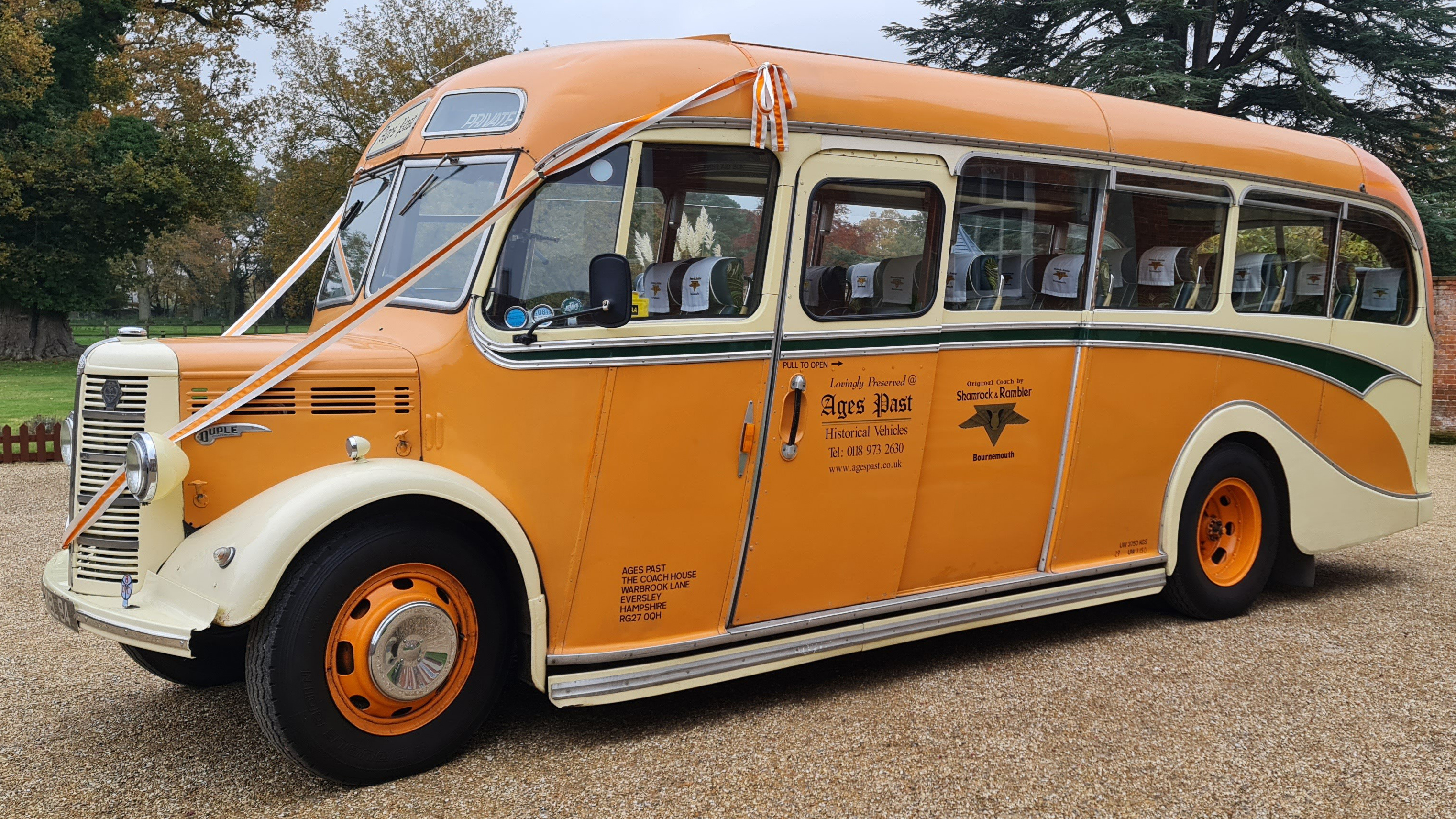 Bedford OB Coach wedding car for hire in Hook, Hampshire