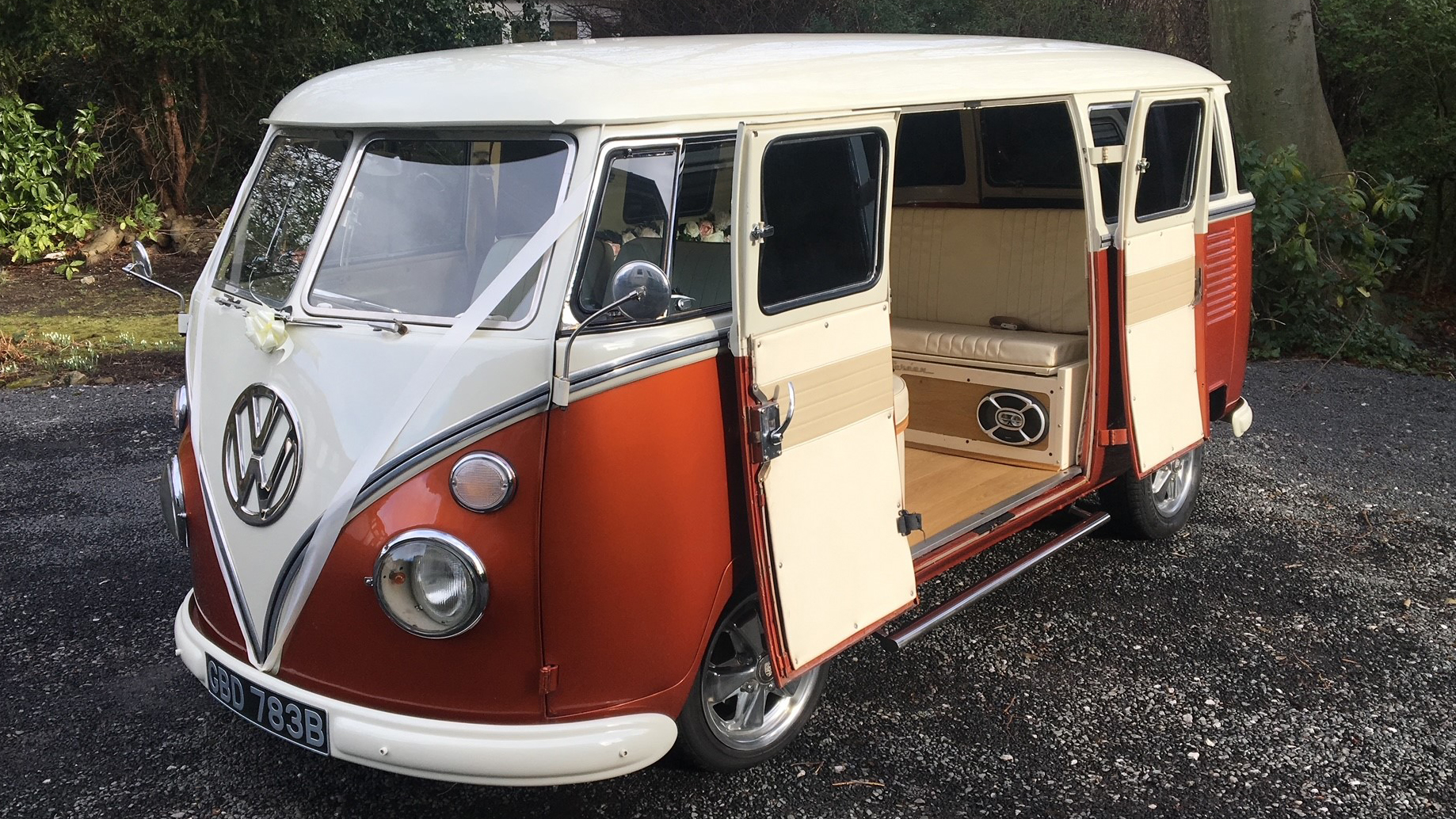 Volkswagen Split Screen Campervan wedding car for hire in Newcastle upon Tyne