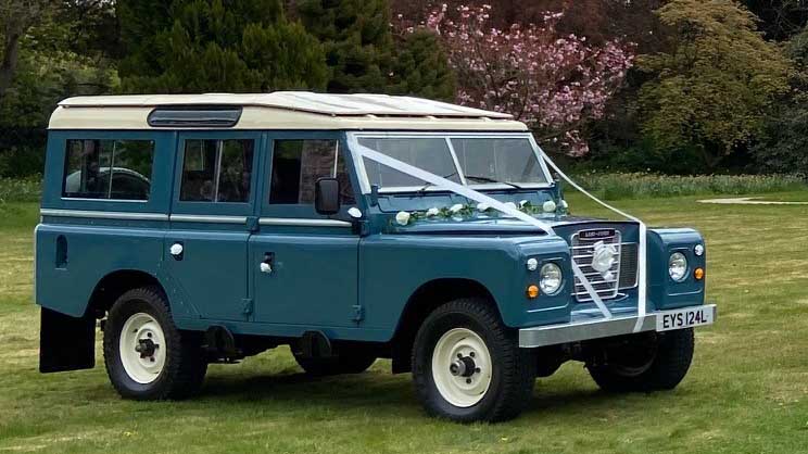 Land Rover 109 Safari wedding car for hire in Maidstone, Kent