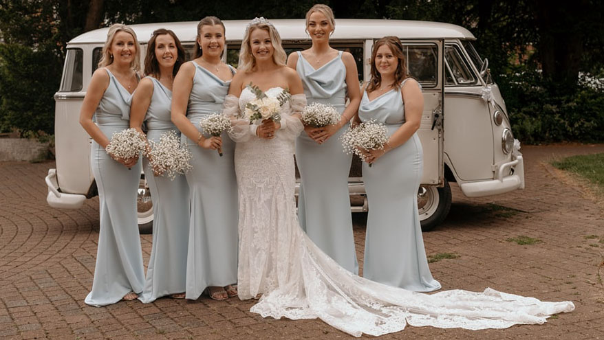 Bride with her 5 Bridesmaids hired a VW Campervan for their wedding in Barnsley