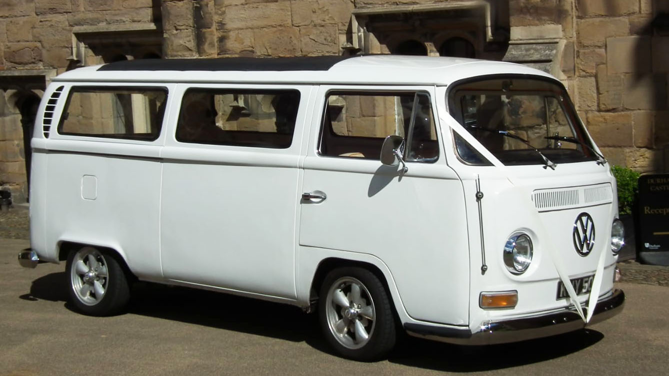 Volkswagen Bay Window Campervan wedding car for hire in Swansea, Glamorgan