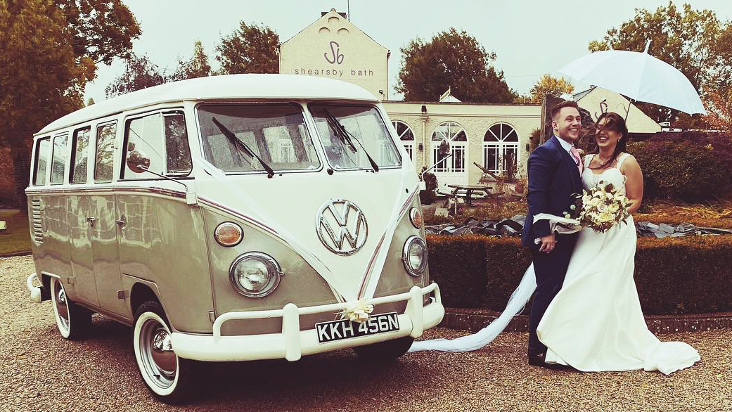 Retro VW Campervan hired for a Wedding at Shearsby Bath, Leicestershire