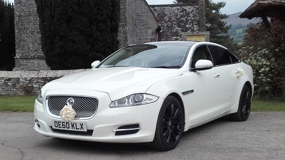 Jaguar XJ LWB wedding car for hire in Swansea, Glamorgan