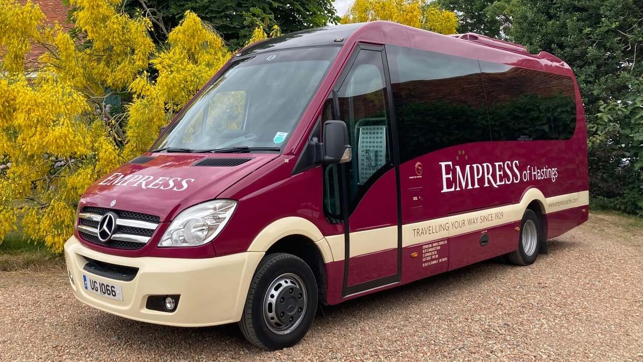 Mercedes 16 Seater Bus wedding car for hire in Hastings, Sussex