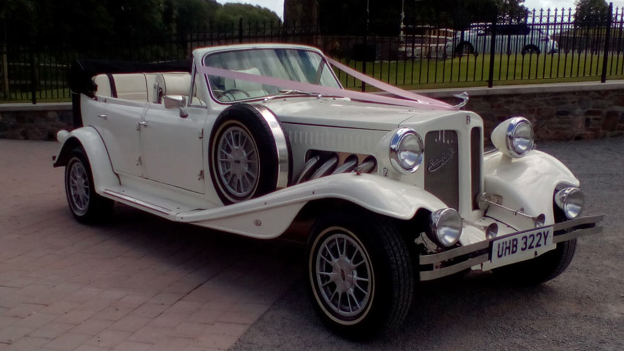 Beauford Convertible wedding car for hire in Newport, South Wales