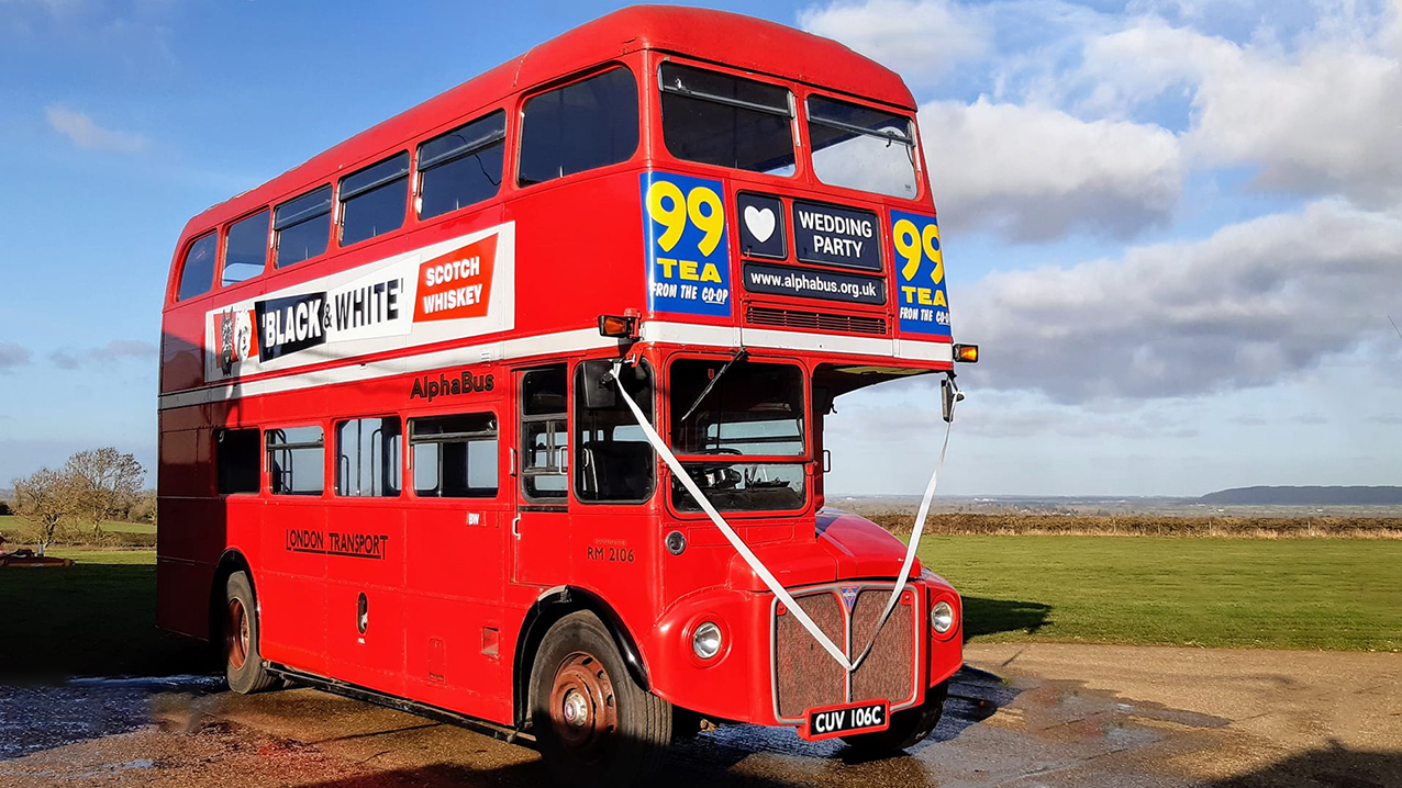 Routemaster Bus with Wedding Ribbons.