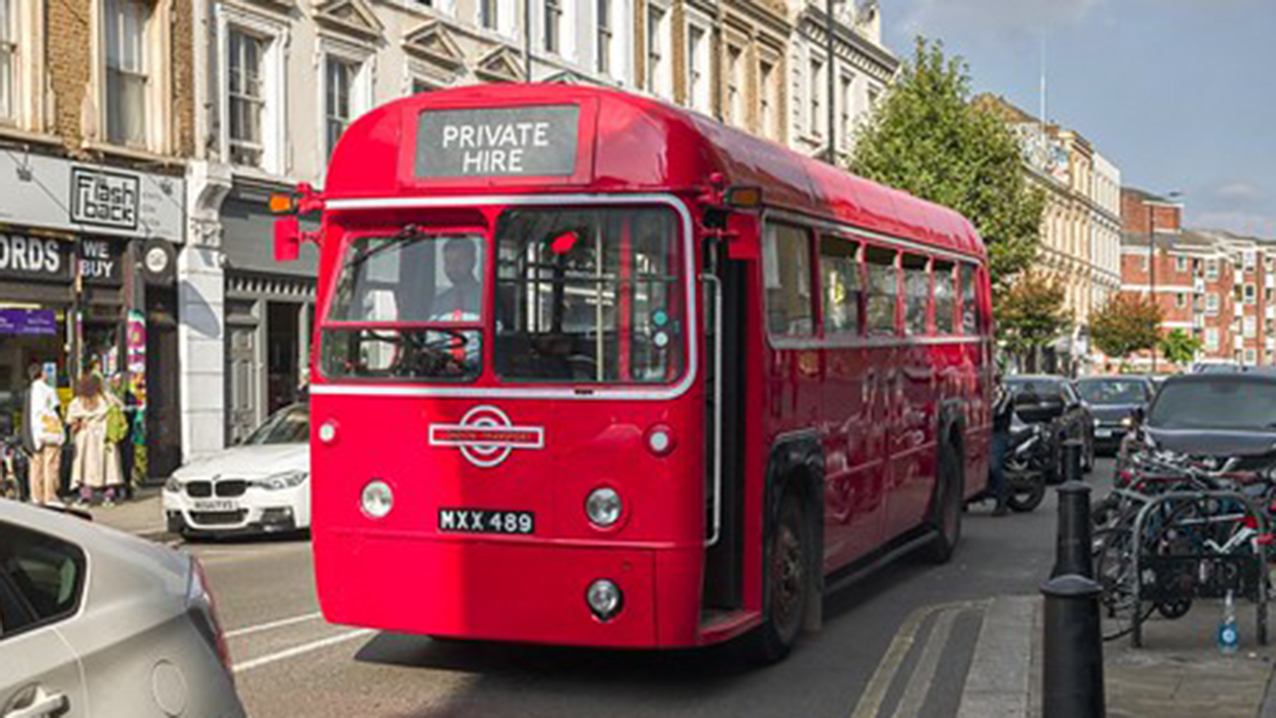 Vintage Single Decker bus on wedding duties in London