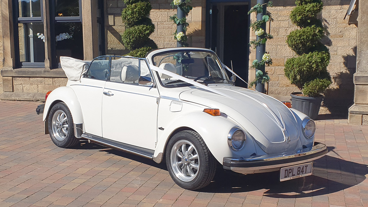 Volkswagen Beetle Karmann Convertible wedding car for hire in Stanley, Durham