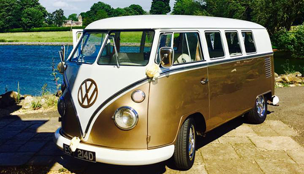 Volkswagen Split Screen Campervan wedding car for hire in Lincoln