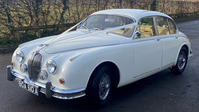 Jaguar Mk2 wedding car for hire in Burgess Hill, East Sussex