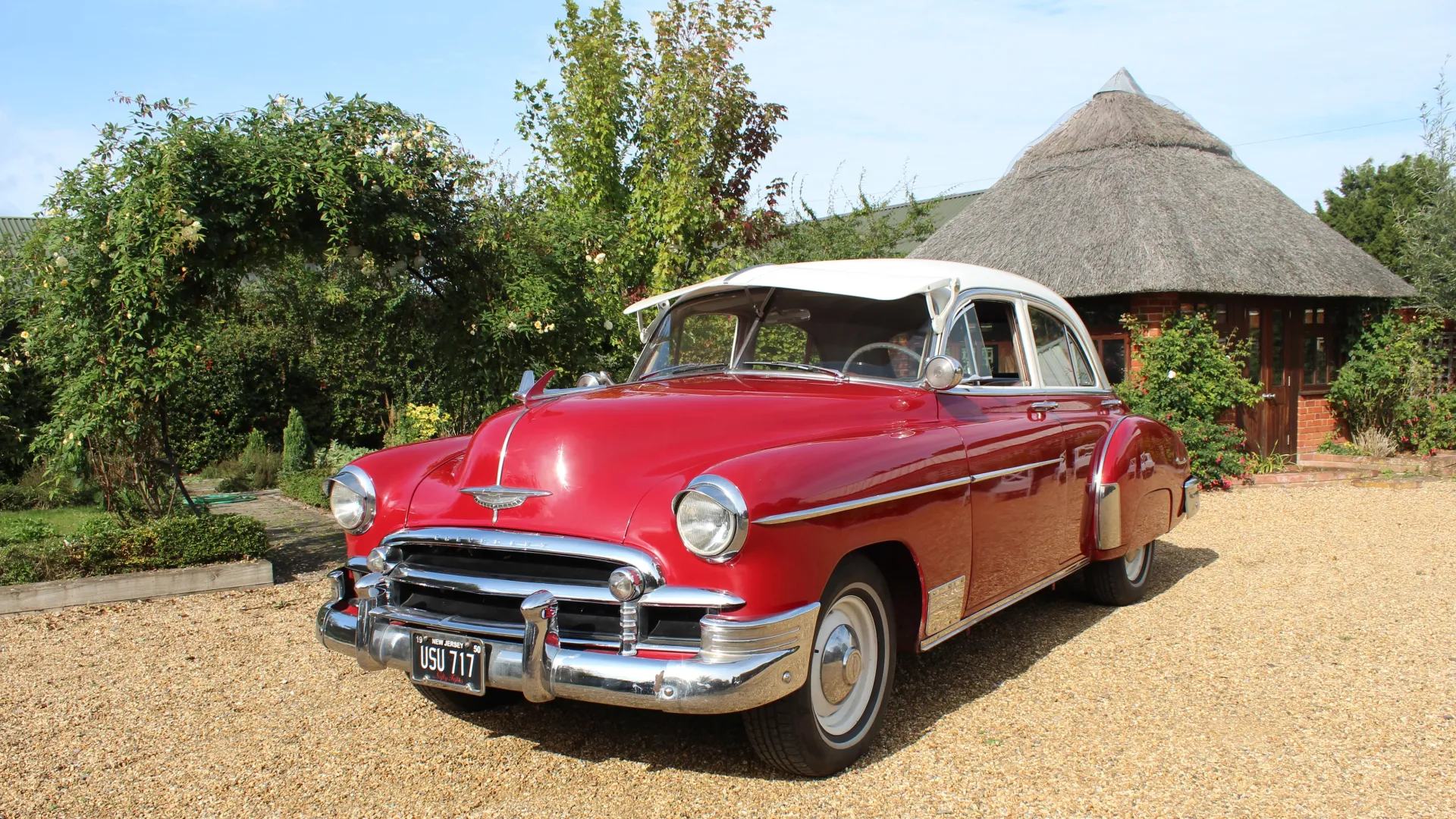 Classic American Chevrolet in Red with White Roof