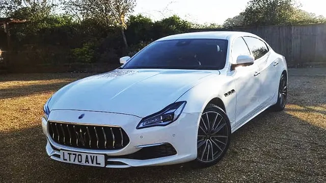 Front Side view of a modern Maserati in White