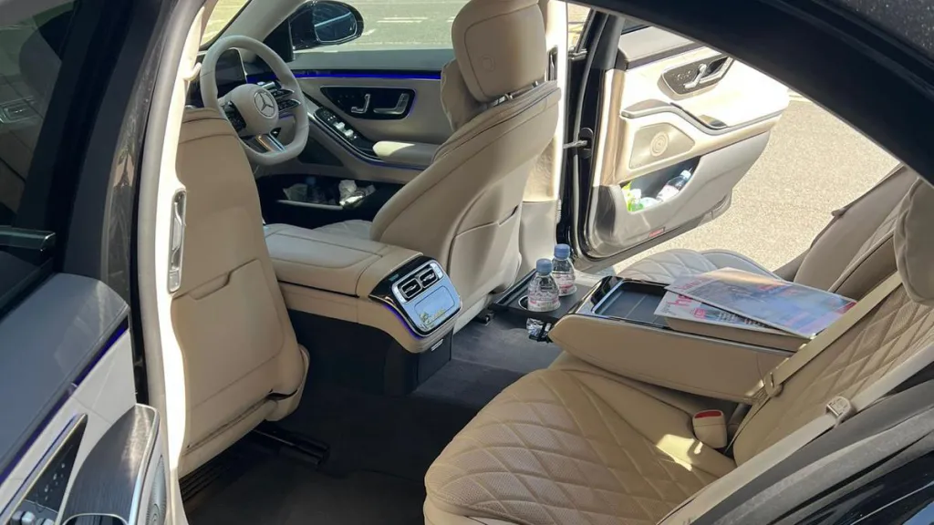 Rear interior view of cream leather interior and plenty of legrooms