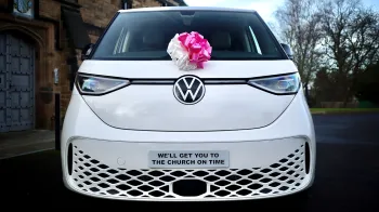 Full front view of White Electric Campervan