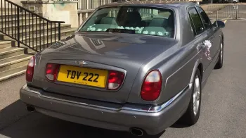 Rear view of the Silver Bentley Arnager