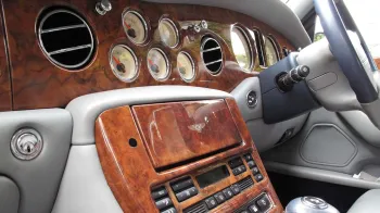 Front View of Wooden Dashboard in a Modern Bentley Arnage