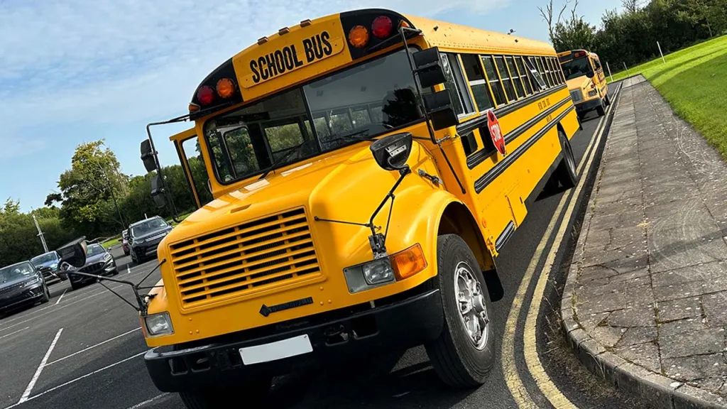 Left Front view of Classic Yellow Bus