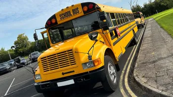 Left Front view of Classic Yellow Bus