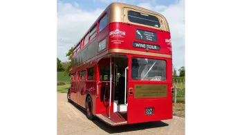 rear view of the bus and its open platform