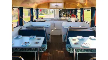 interior view of seats and table