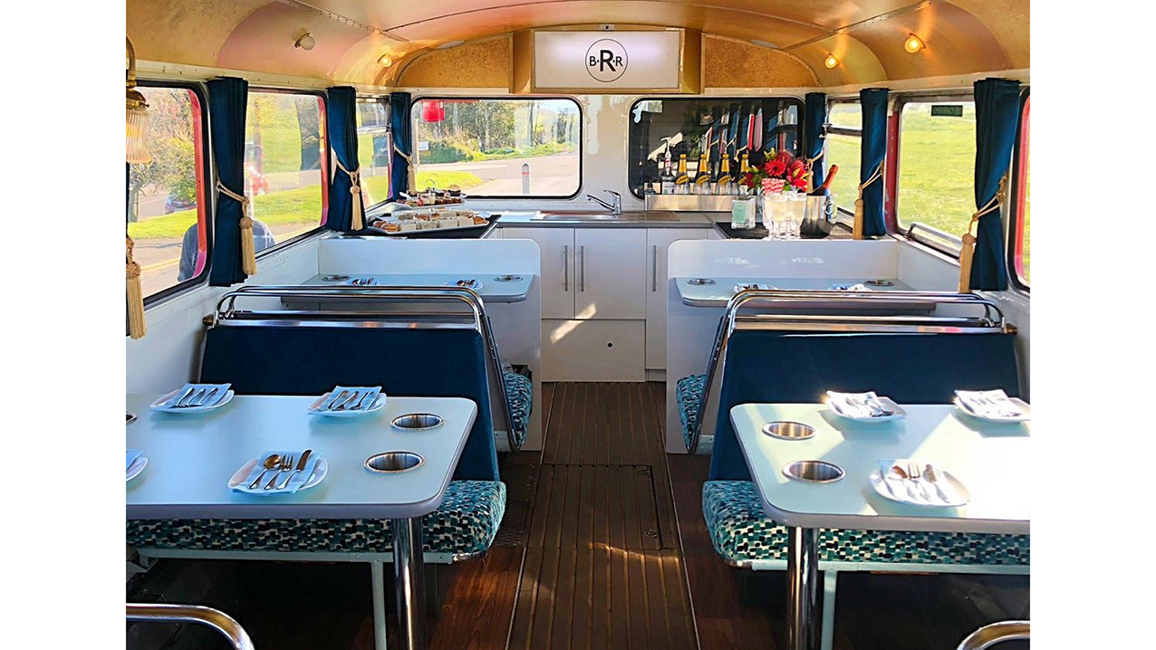 interior view of seats and table
