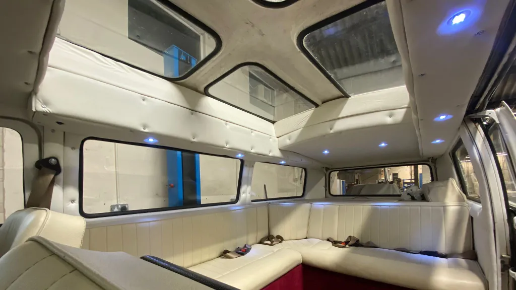 interior Photo taken Upwward direction showing the ceilling fitted with fixed sunroof