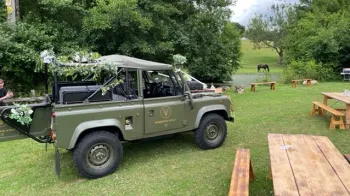 Rear view of Military Landrover