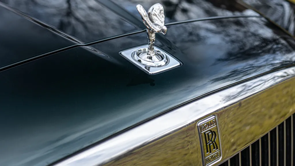 Spirit of Ecstasy on top of the Chrome Rolls-Royce Grill
