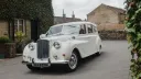 Front view of Classic Autin Princess with White ribbon and bow at the front
