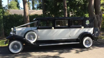 Left Side view of Vintage Bramwith convertible with White Ribbons