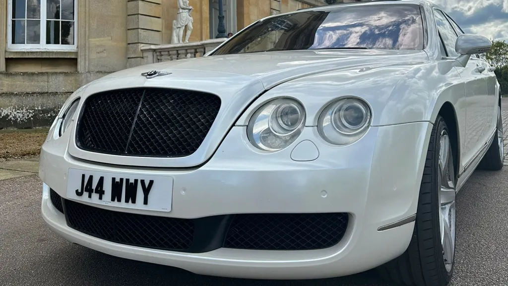Close up view of front grill of Bentley Flying Spur