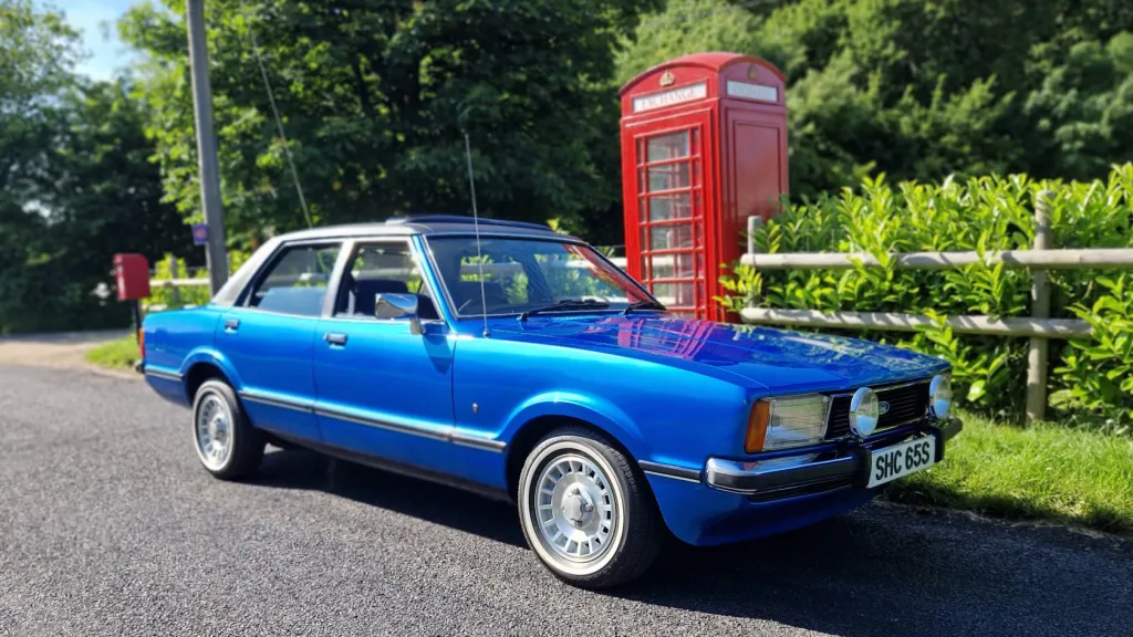 Blue Ford Cortina Mk4 2L Ghia