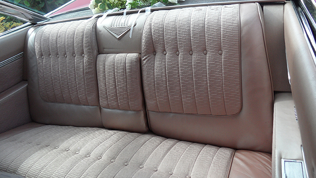interior rear site in a classic american Cadillac