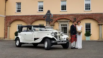 Beauford 4 Door Convertible with bride and groom
