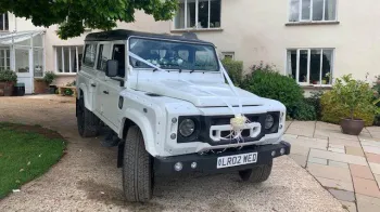 White Landrover Defender