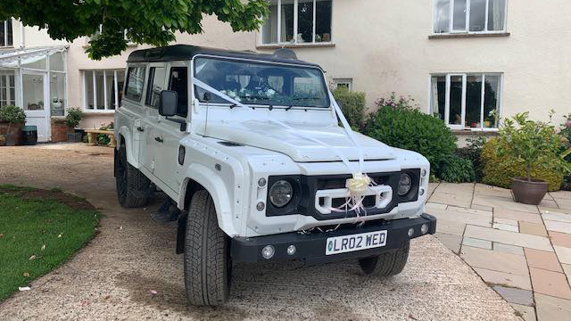 White Landrover Defender