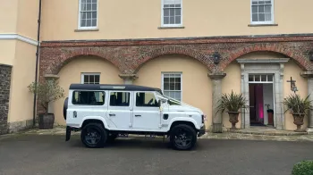 White Landrover Defender