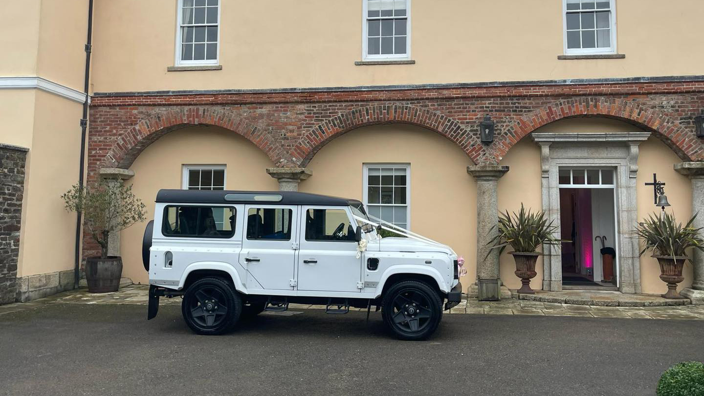 White Landrover Defender