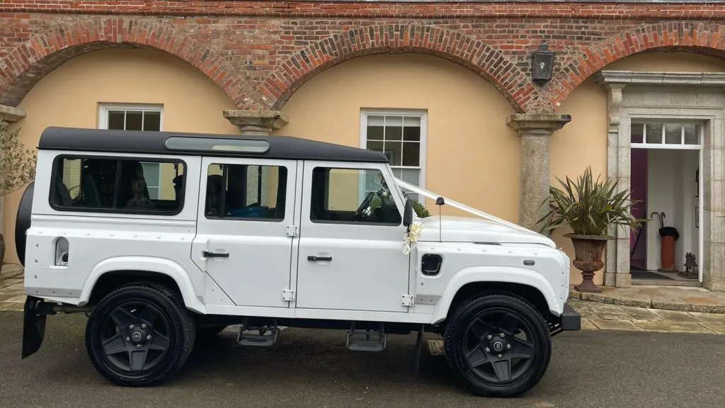 White Landrover Defender