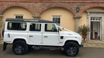 White Landrover Defender